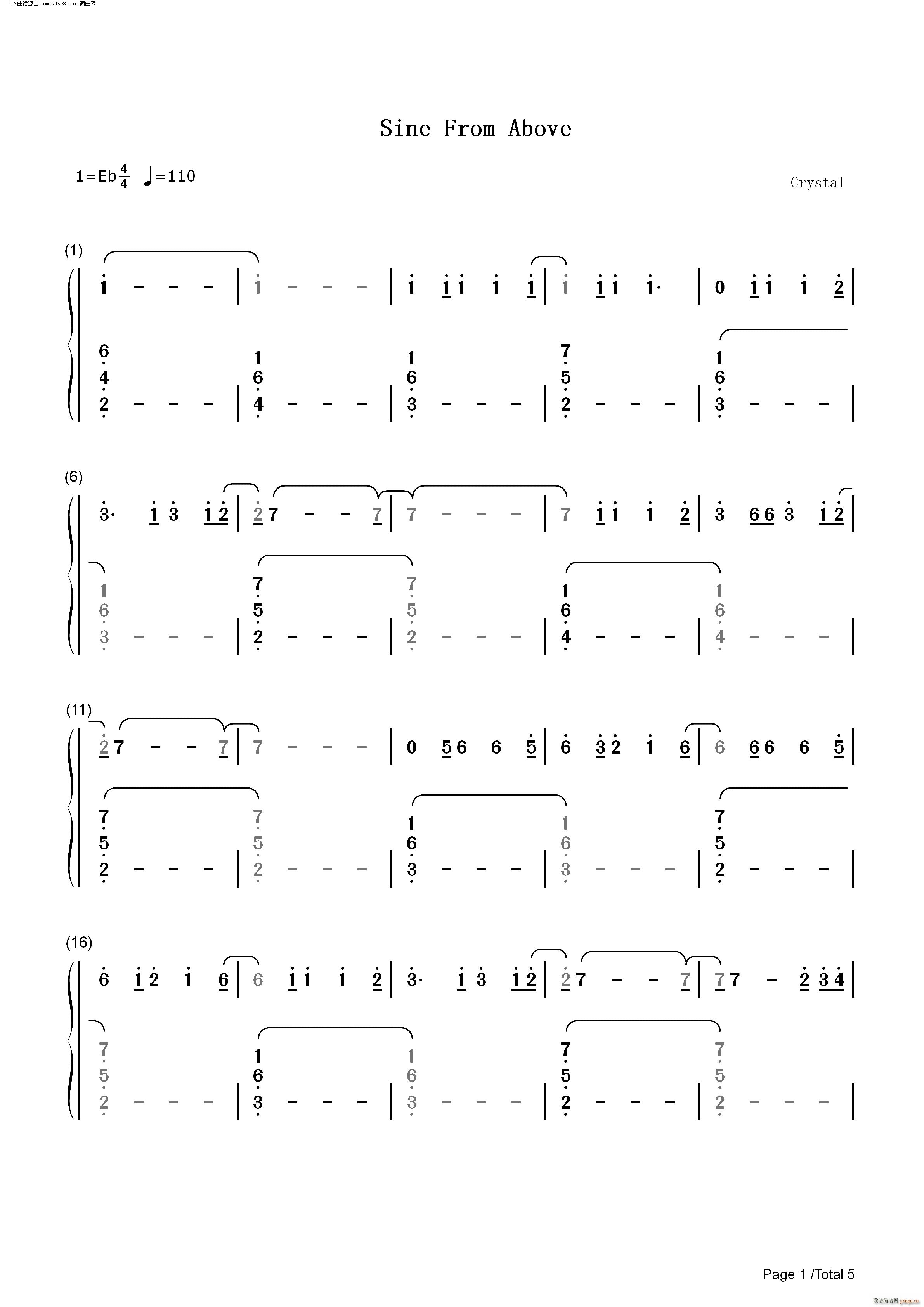 Sine From Above Lady Gaga ft Elton John(钢琴谱)6