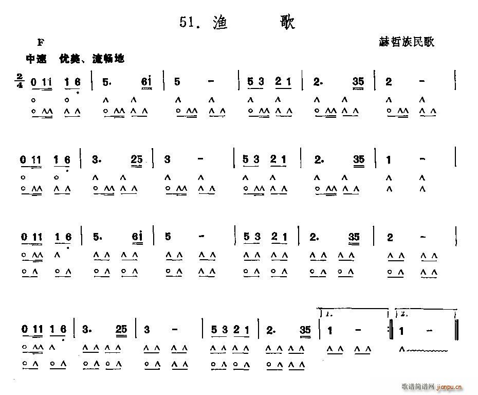 渔歌 赫哲族民歌(口琴谱)1