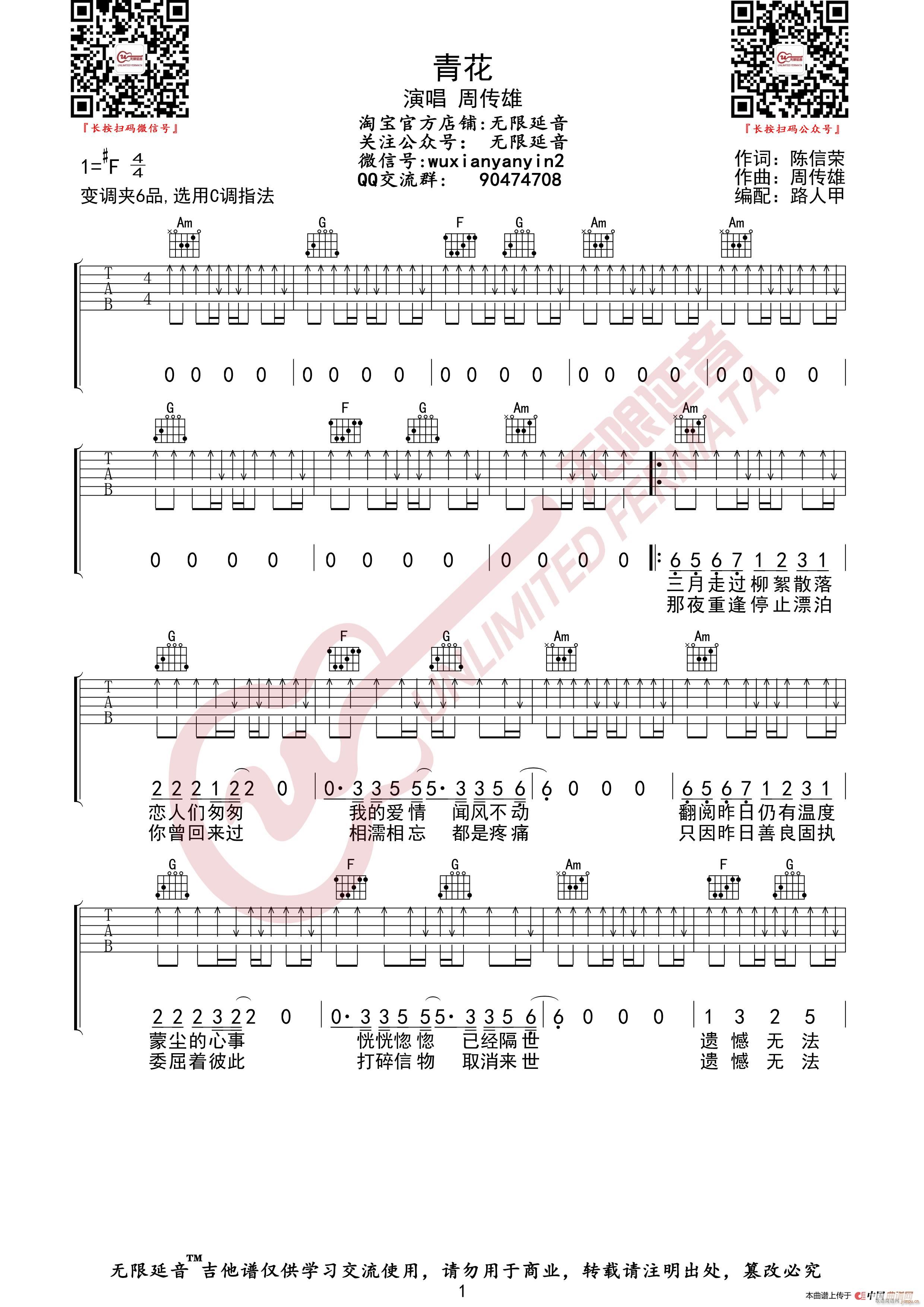 周传雄 青花 无限延音编配(吉他谱)1