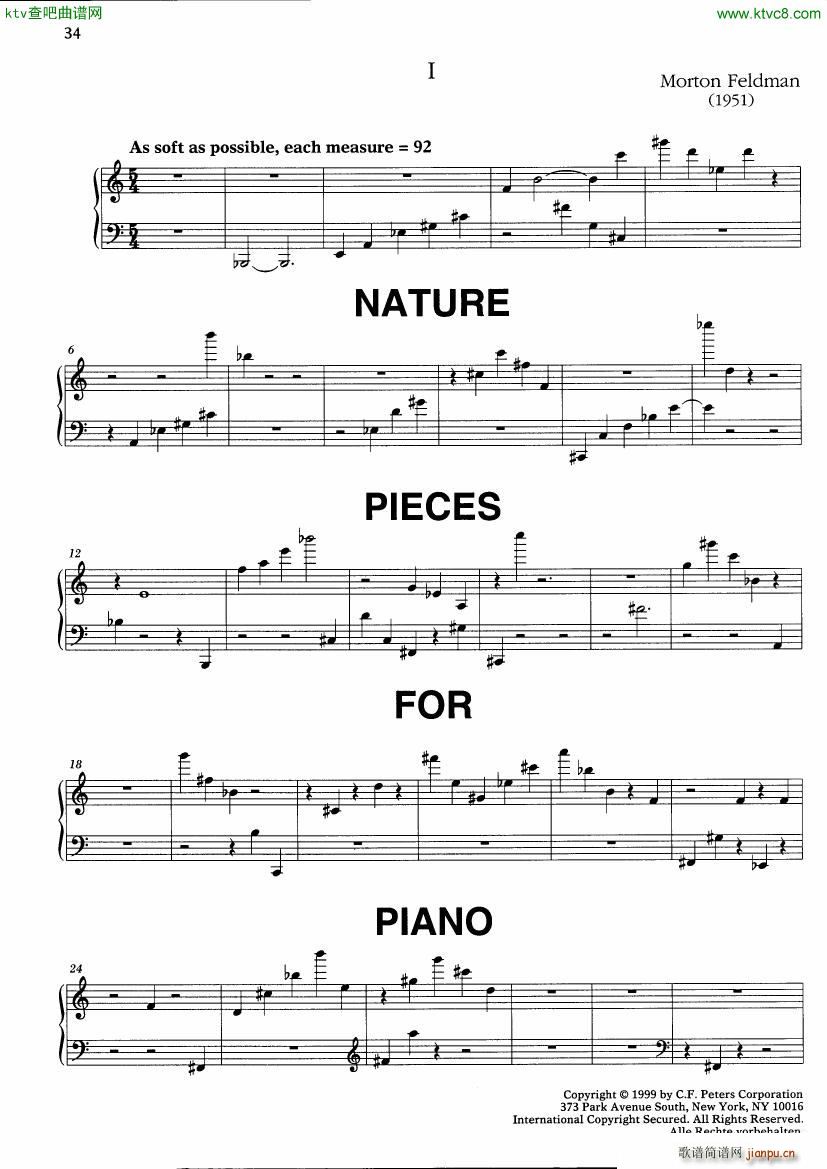 Feldman Nature Pieces for Piano(钢琴谱)1