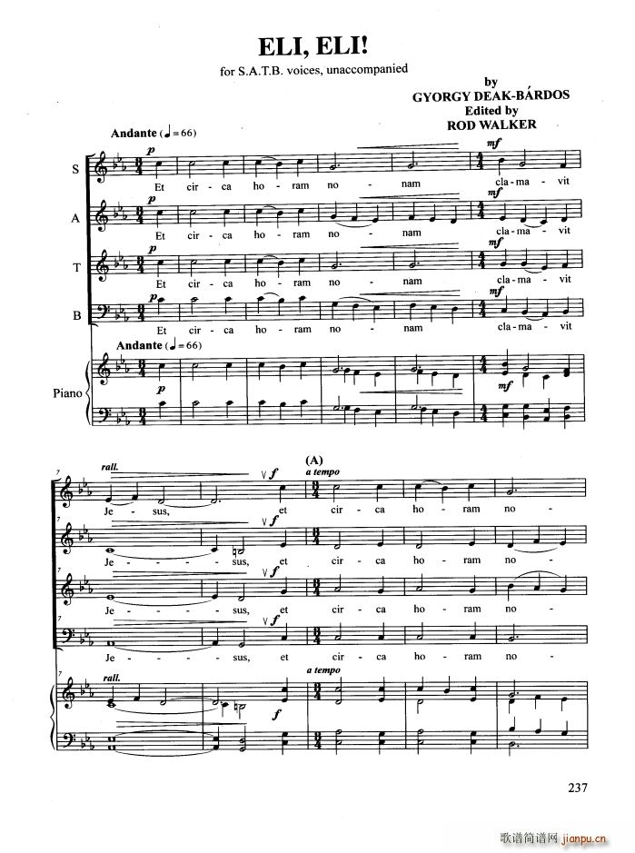 ELI ELI 合唱(合唱谱)1