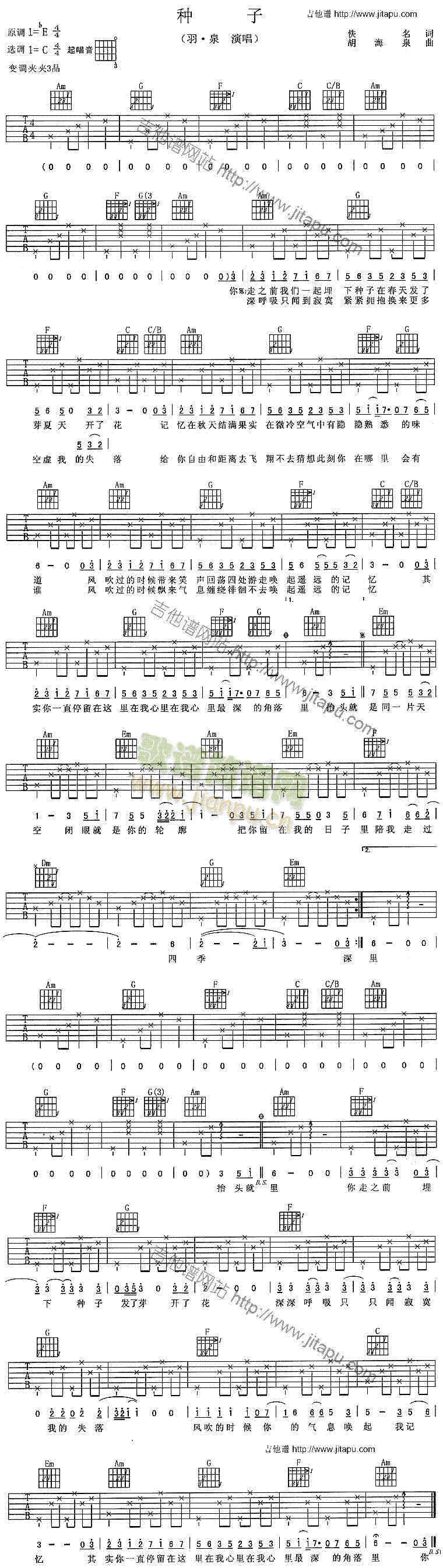 种子(吉他谱)1