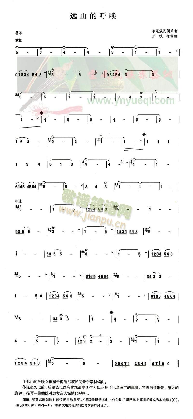 远山的呼唤(葫芦丝谱)1