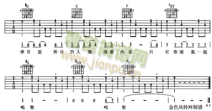 只有你陪我一起唱歌(吉他谱)3