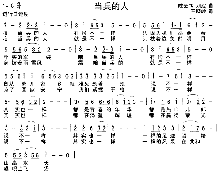 当兵的人(四字歌谱)1