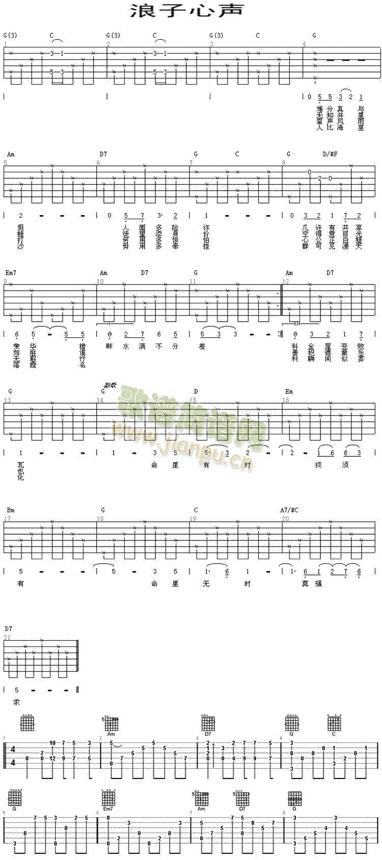 浪子心声(吉他谱)1