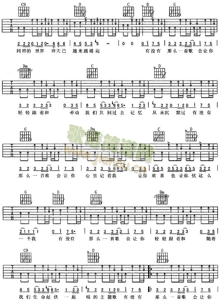 有没有一首歌会让你想起我(吉他谱)3