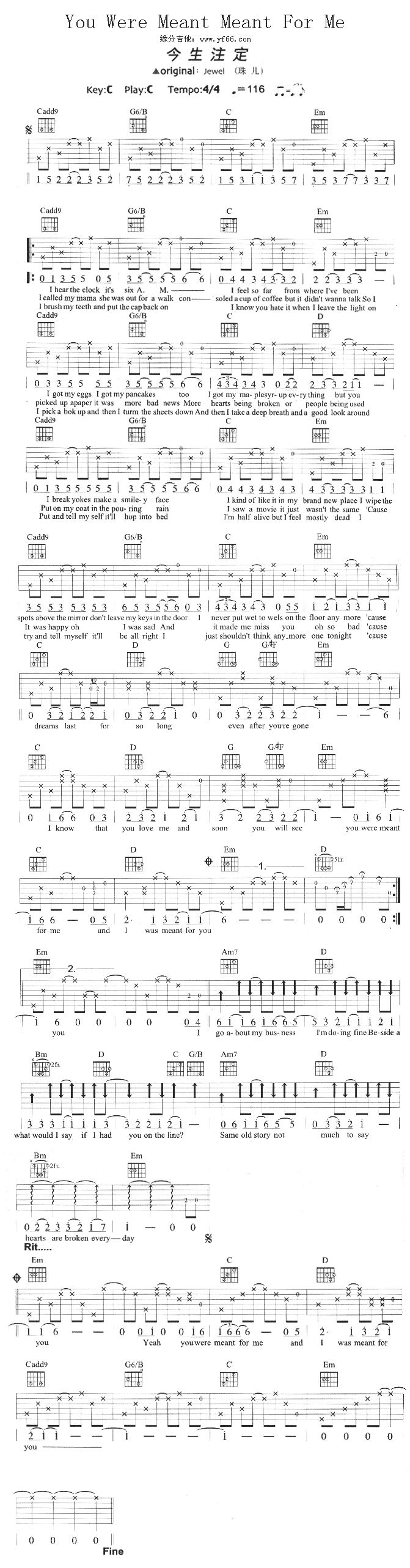 YouWereMeantMeantForMe(吉他谱)1