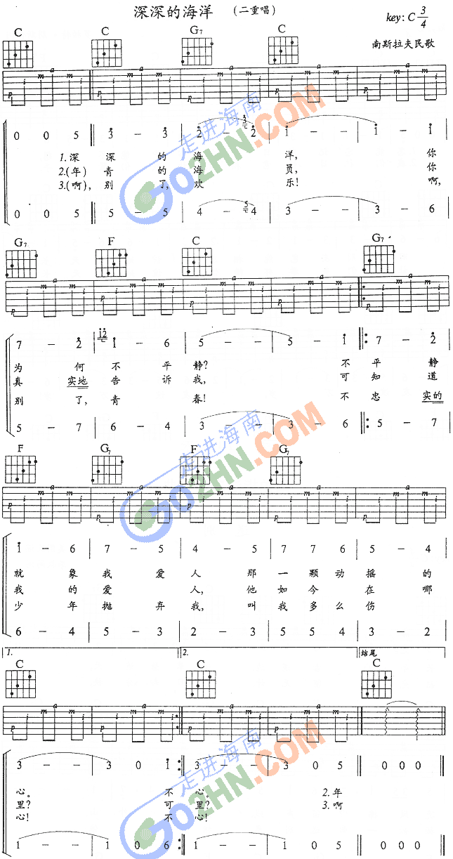深深的海洋(吉他谱)1