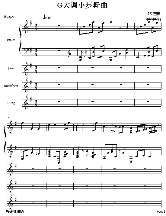 G大调小步舞曲-巴赫(钢琴谱)1