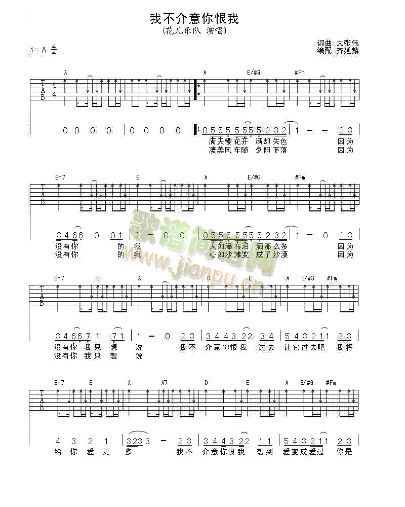 我不介意你恨我(吉他谱)1