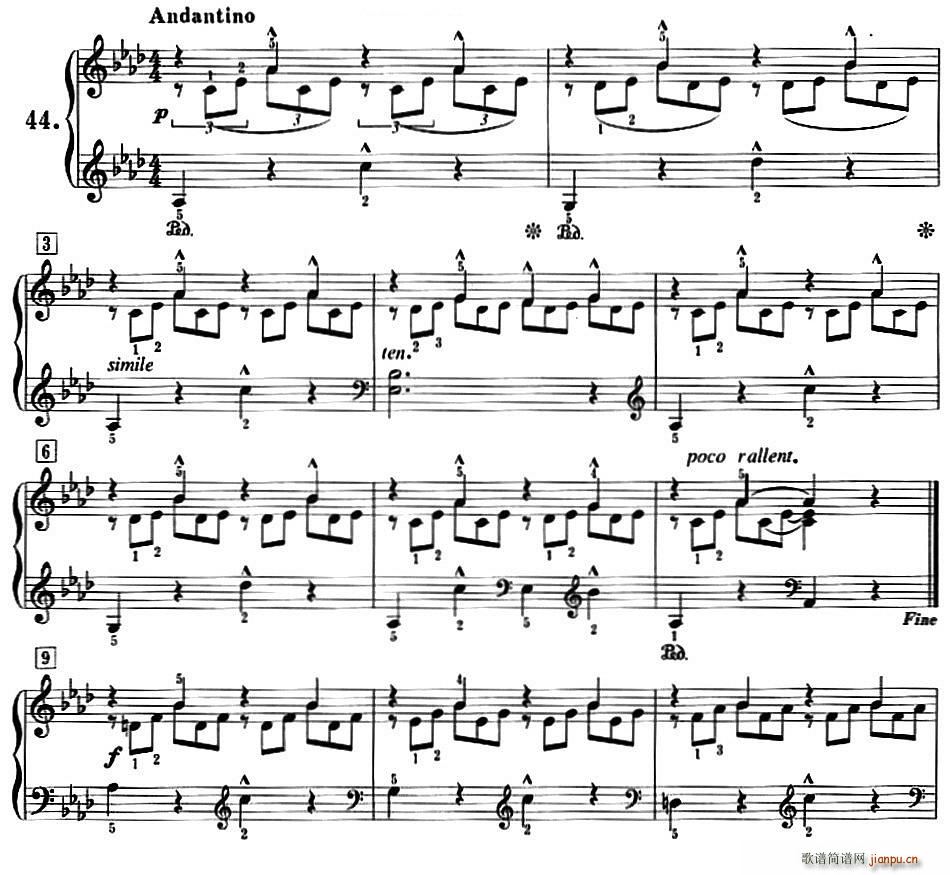50首莱蒙钢琴练习曲 作品37 NO 44(钢琴谱)1