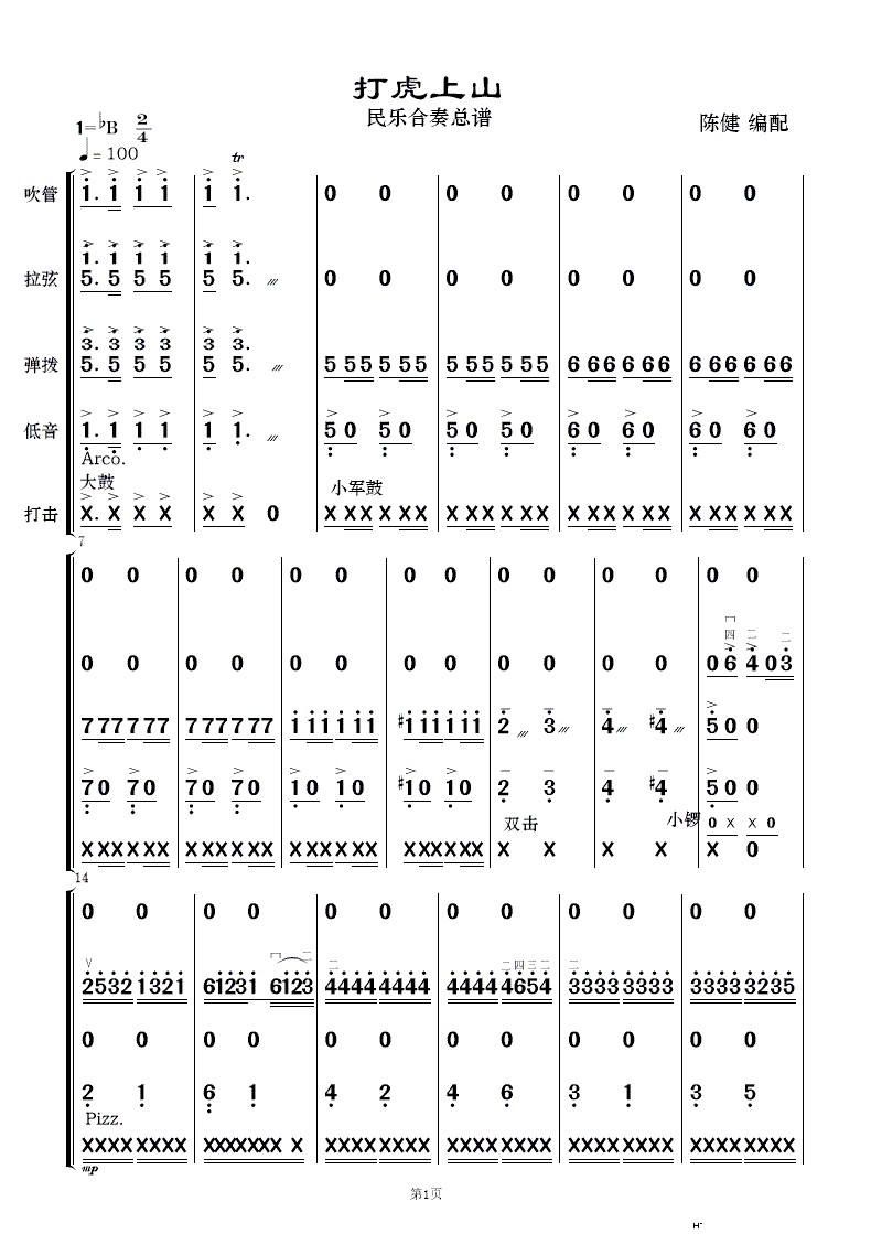 打虎上山 民乐合奏(总谱)1