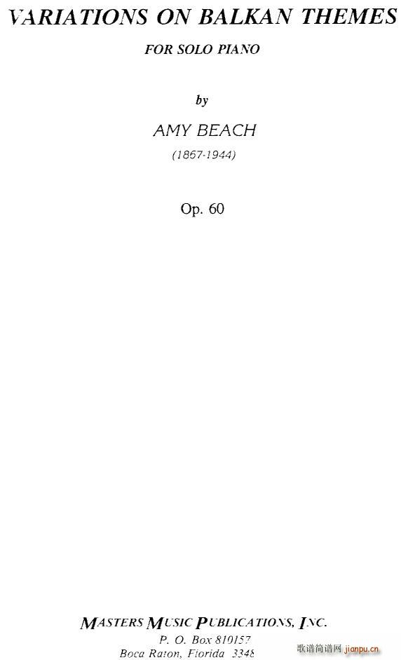 Beach Op 60 Variations on Balkan Themes(钢琴谱)1