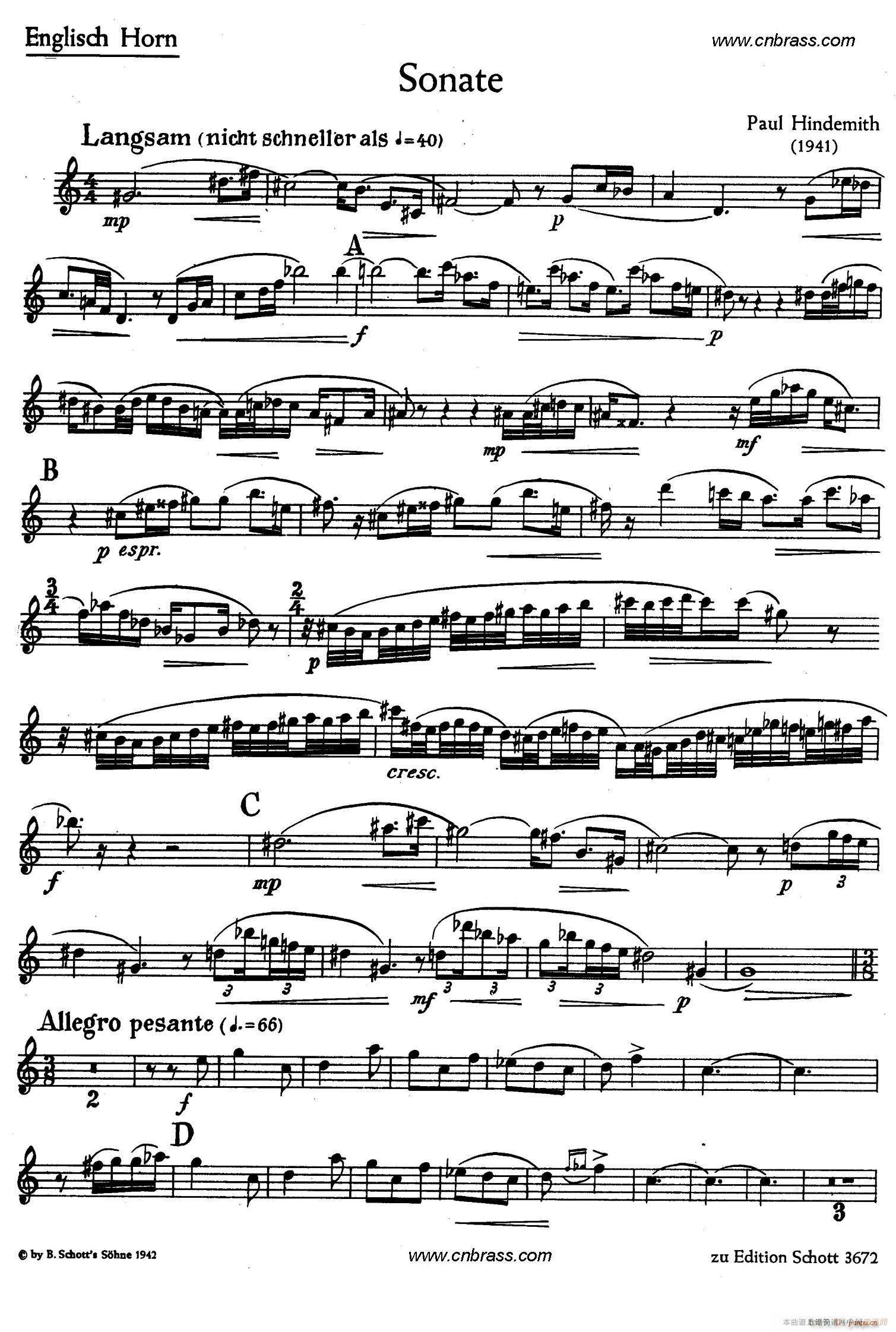 亨德米斯 奏鸣曲 圆号独奏(十字及以上)1