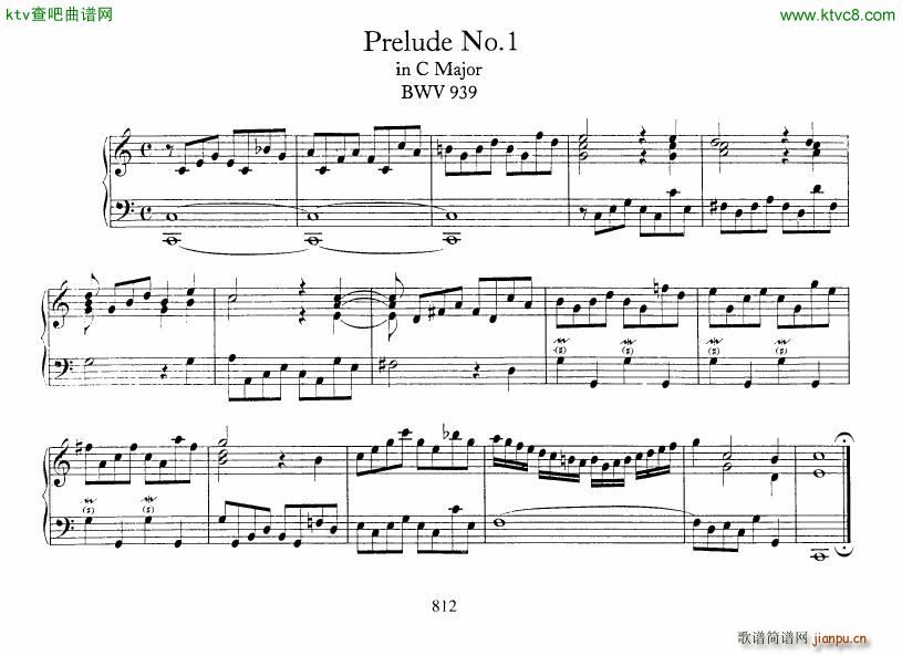 Bach JS BWV 939 943 5 Preludes(钢琴谱)1