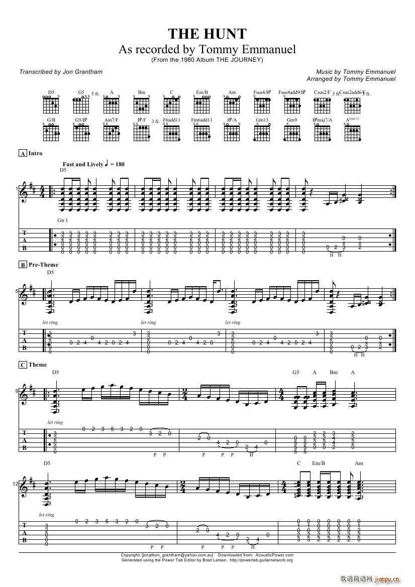 tommy emmanuel the hunt 指弹吉它(吉他谱)1
