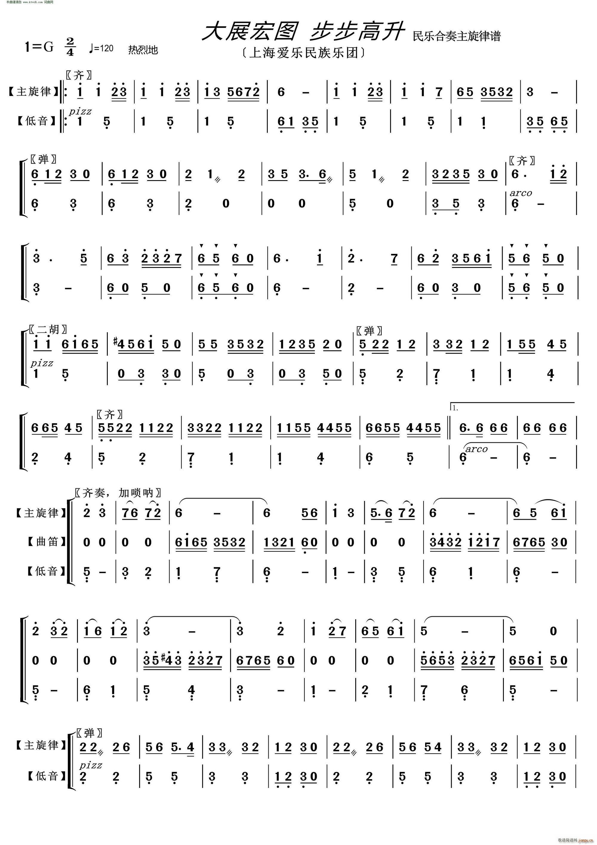 大展鸿图 步步高升 〔民乐合奏主旋律谱〕(总谱)1
