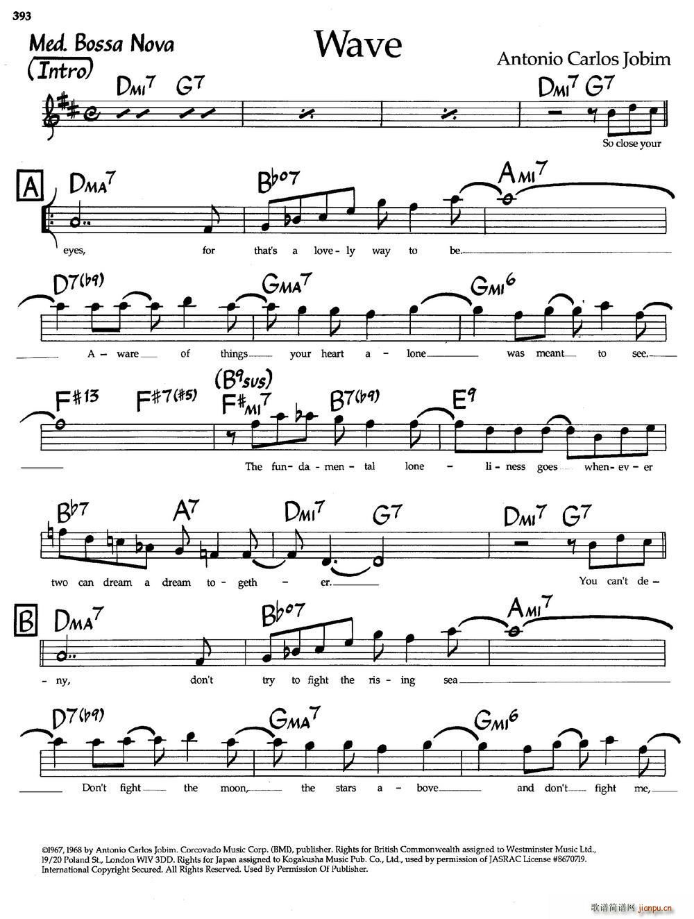 Wave 爵士钢琴曲(钢琴谱)1