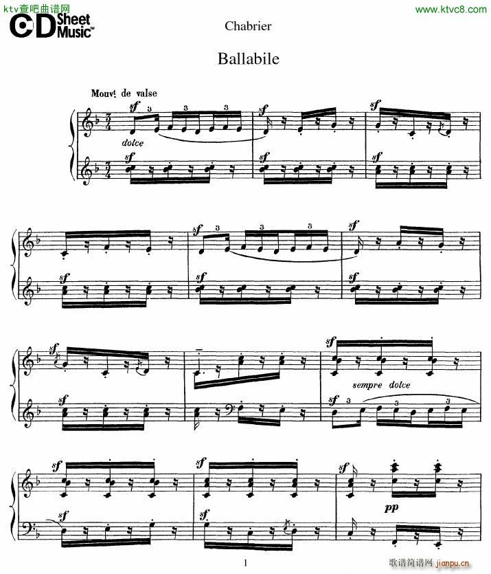 Chabrier Ballabile(钢琴谱)1