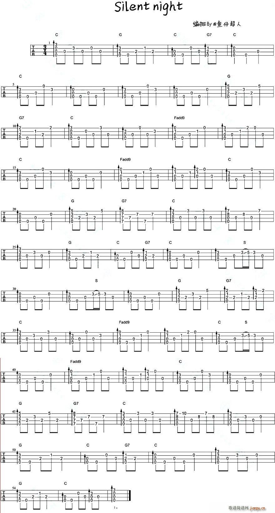 Silent Night 尤克里里指弹谱(吉他谱)1