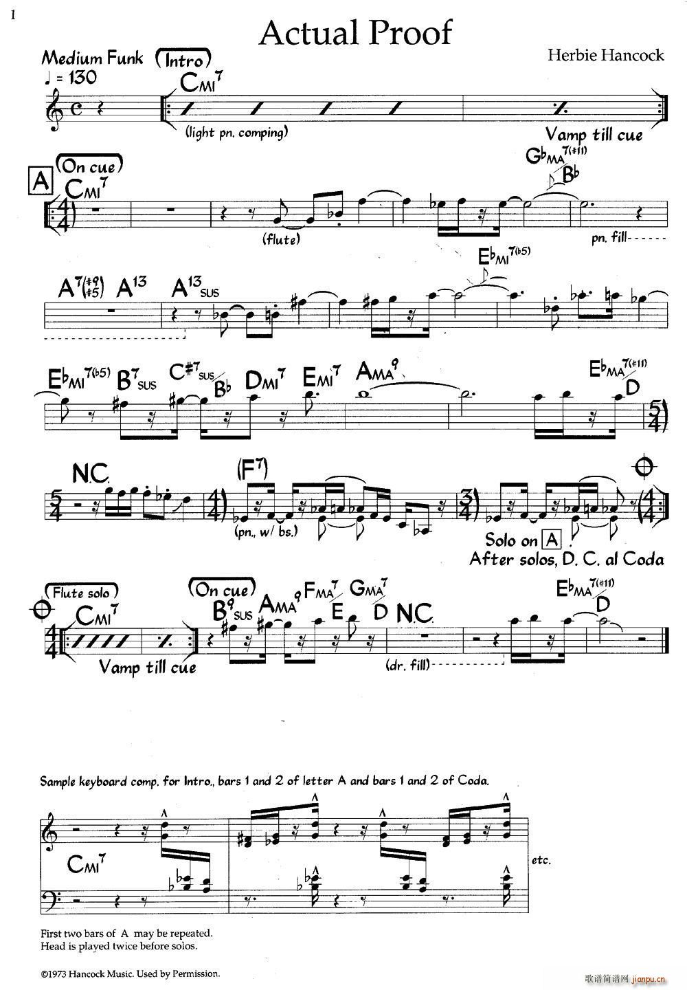 Actual Proof 爵士钢琴曲(钢琴谱)1
