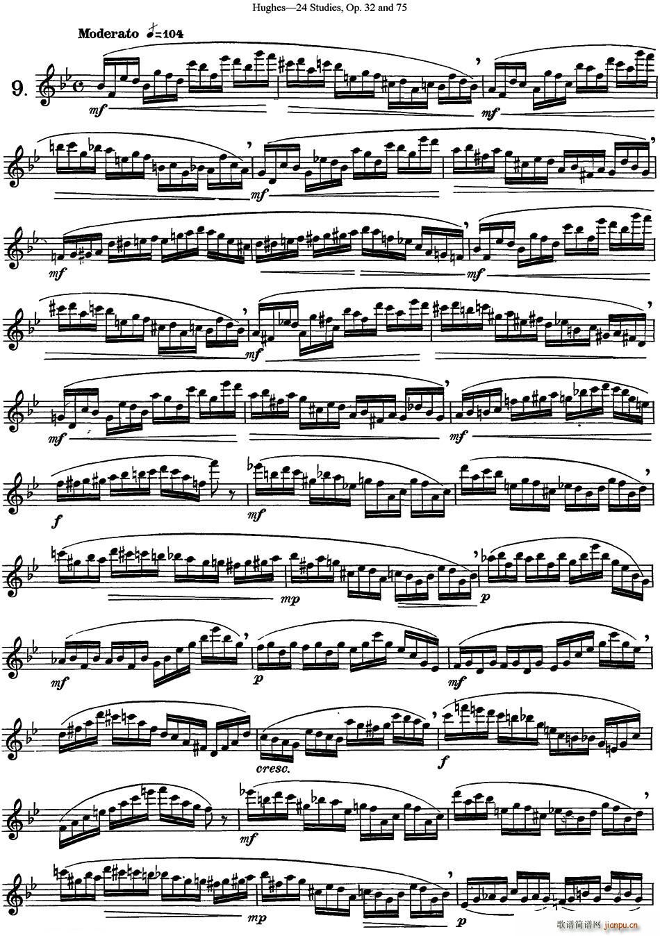 胡埃斯24首长笛练习曲Op 32 NO 9 长笛(笛箫谱)1