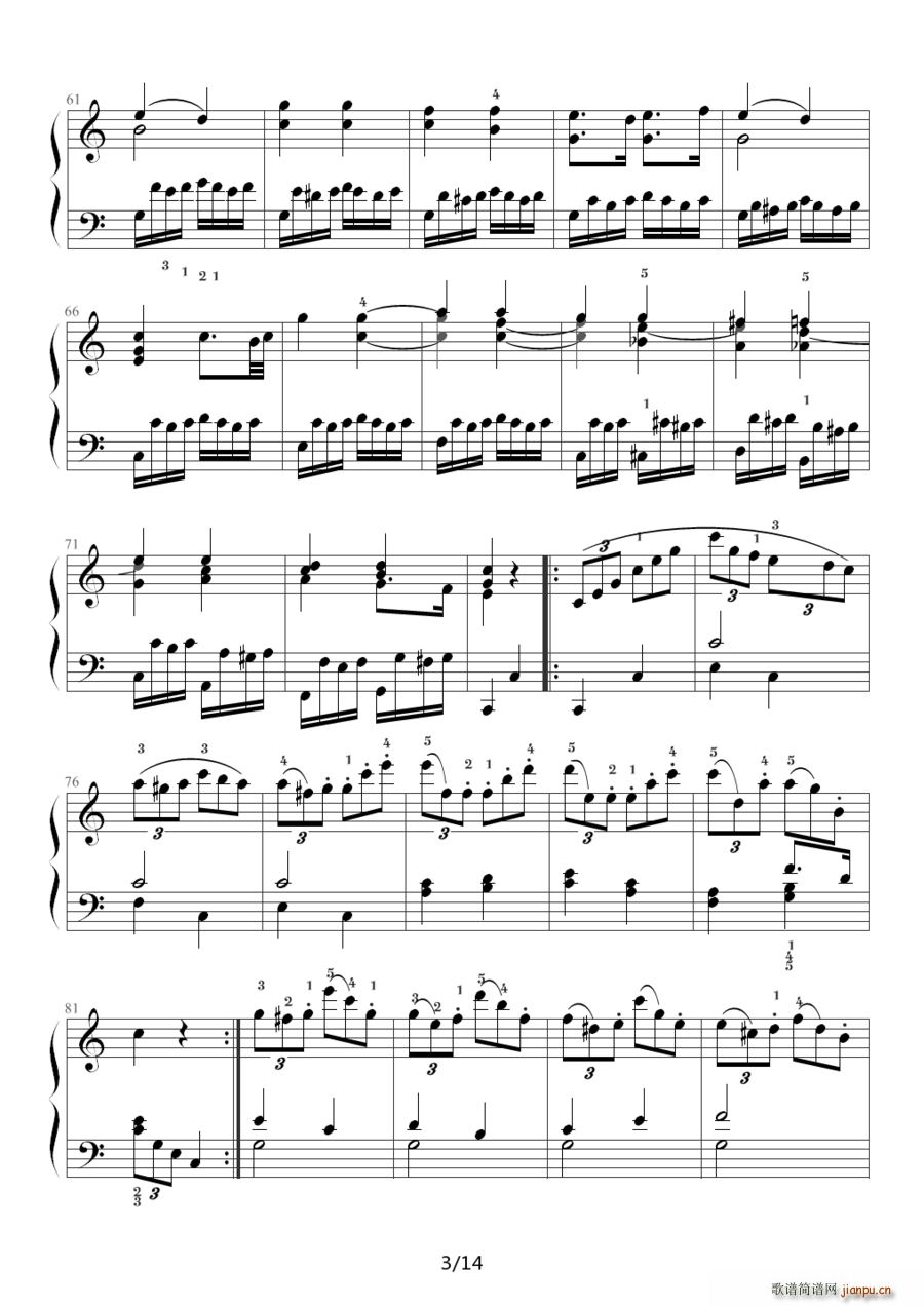 小星星变奏曲 K 265 带指法 Mozart 莫扎特(十字及以上)3