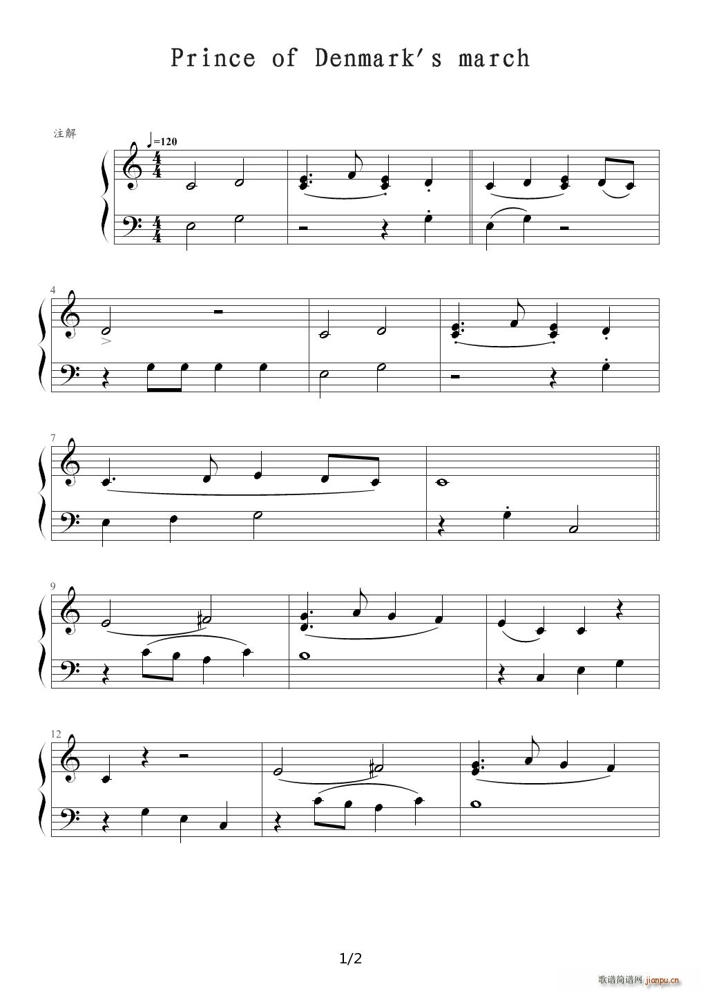 Prince of Denmark s march C调(钢琴谱)1