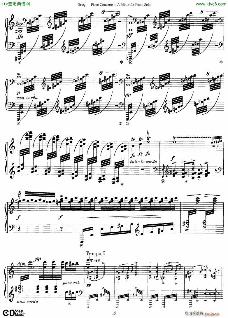 Grieg Piano Concerto solo arr 2 byGrieg(钢琴谱)15