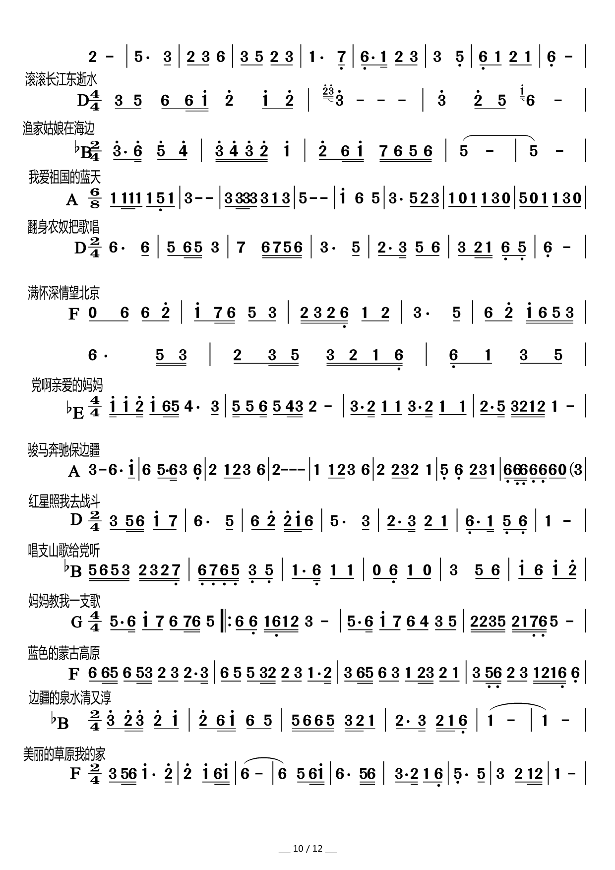 歌曲前奏集锦(六字歌谱)10