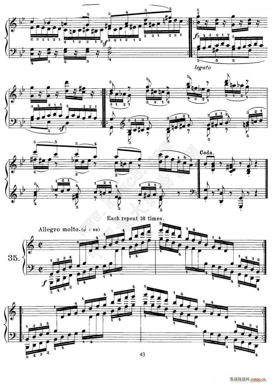 Czerny 40 Daily Exerci Op 337 31 35 40首日常训练曲(钢琴谱)8