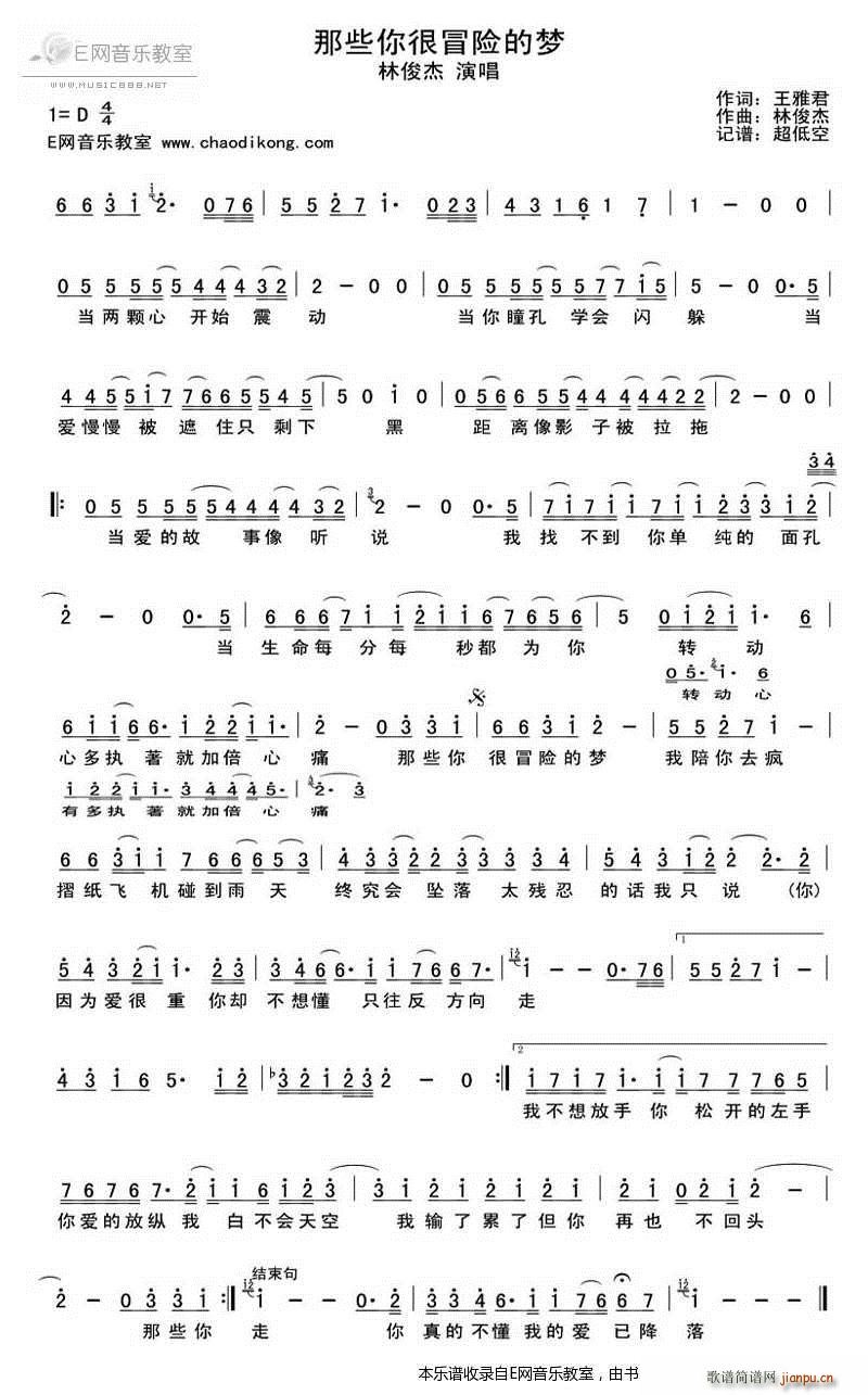 那些你很冒险的梦 林俊杰(十字及以上)1