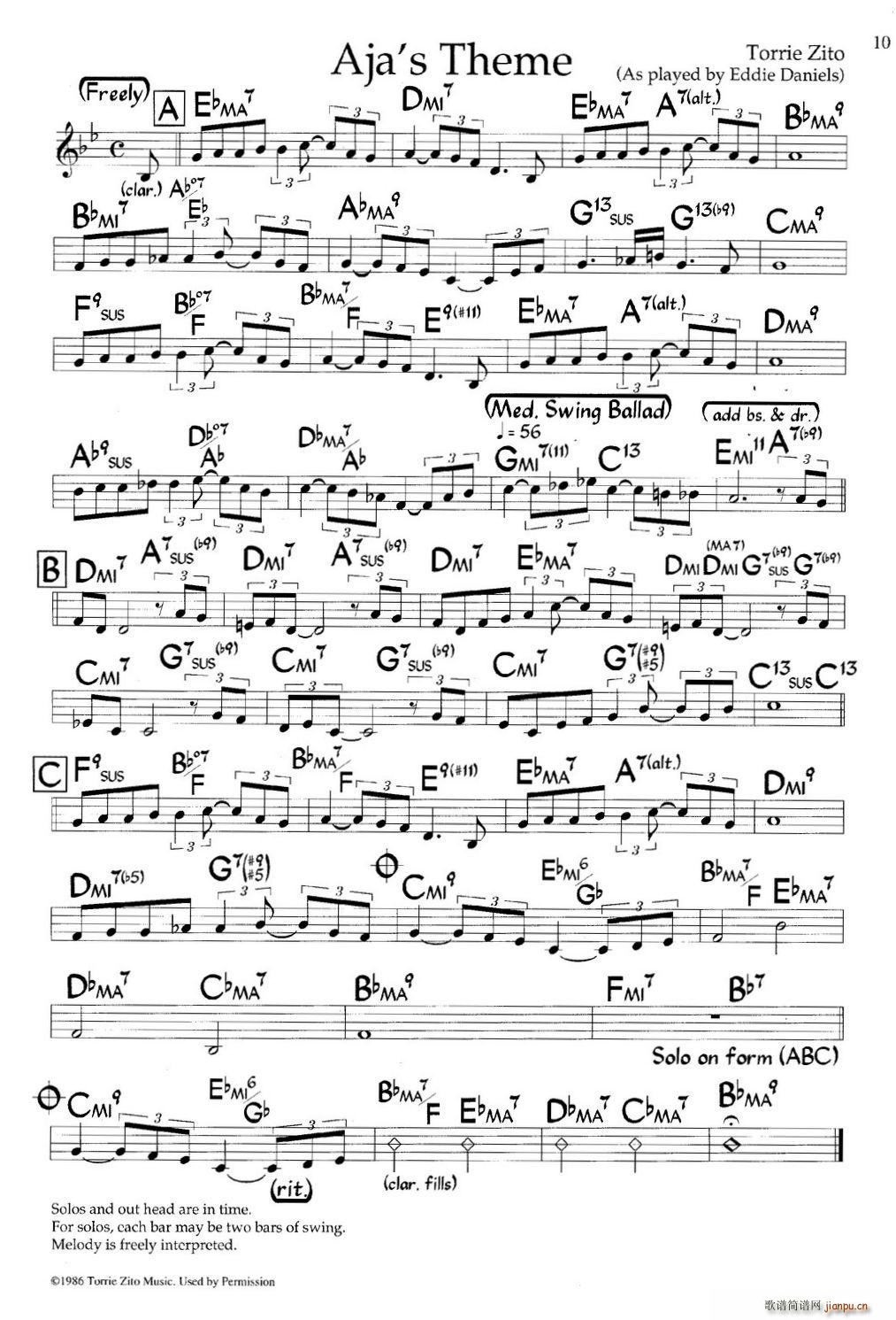 Aja s Theme 爵士钢琴曲(钢琴谱)1