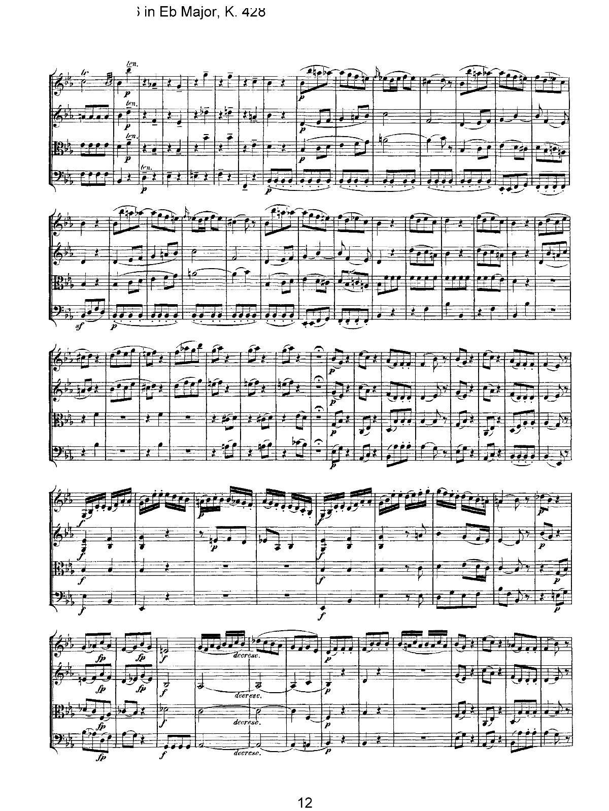 Mozart Quartet No 16 in Eb Major K 428(总谱)12