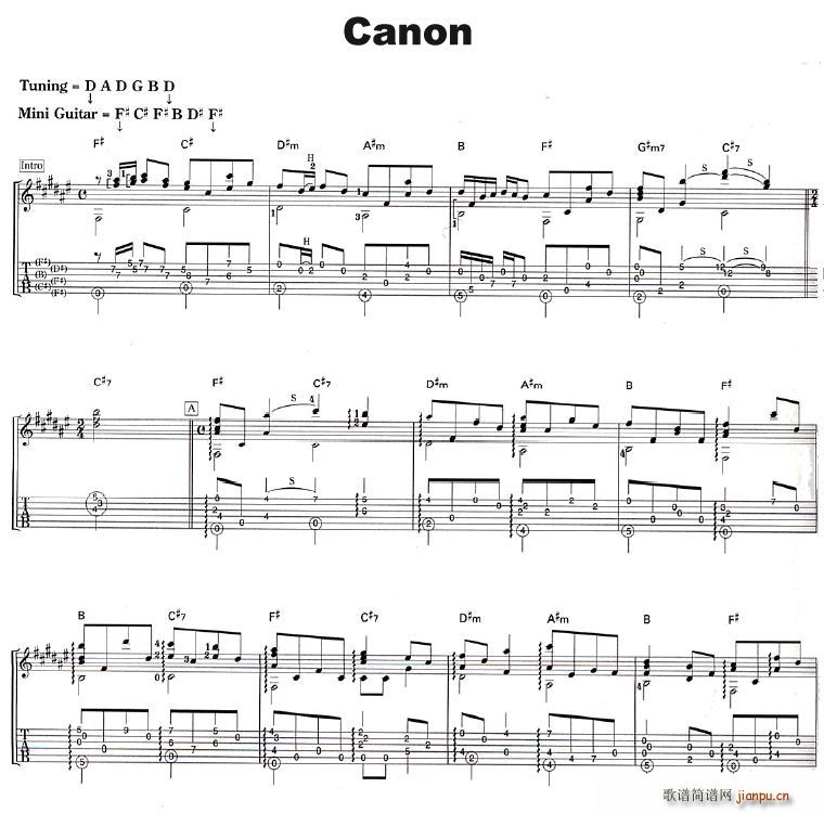 canon吉他版(吉他谱)1