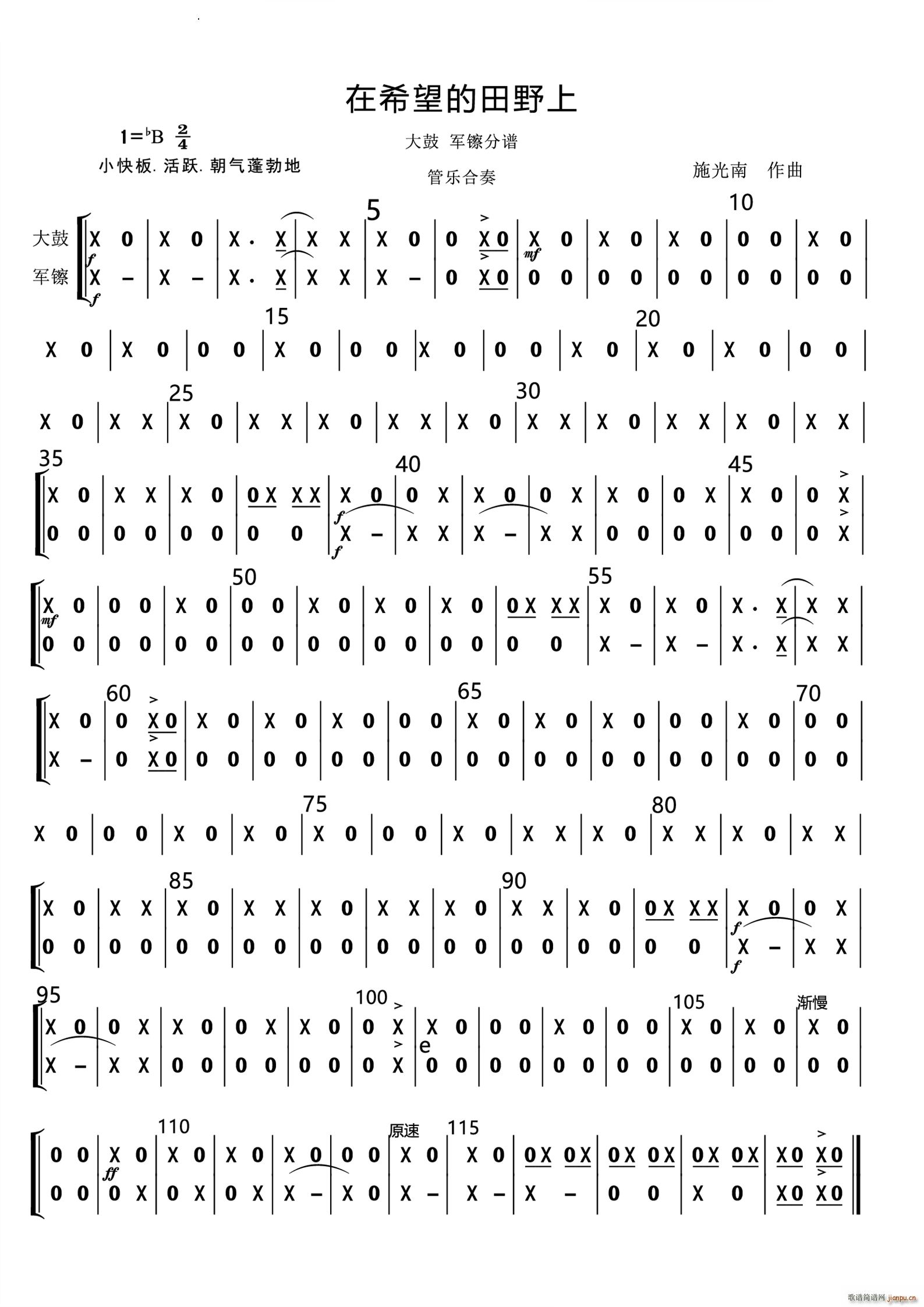 在希望的田野上管乐合奏 和(总谱)11