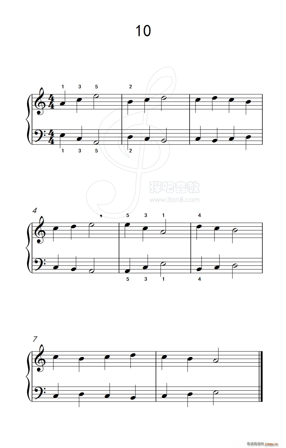 一 非连音练习10 儿童钢琴手指练习 1(钢琴谱)1