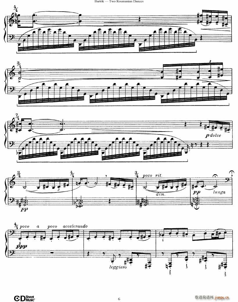 Bartok SZ 43 Two romanian dances op8a(钢琴谱)6