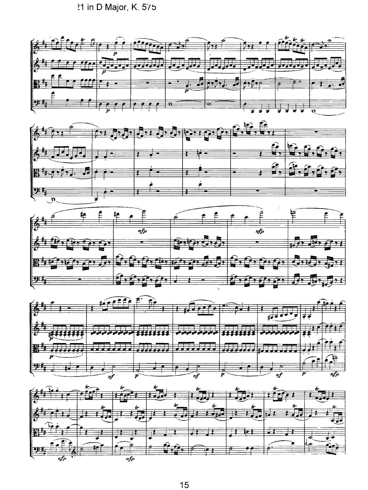 Mozart Quartet No 21 in D Major K 575(总谱)15