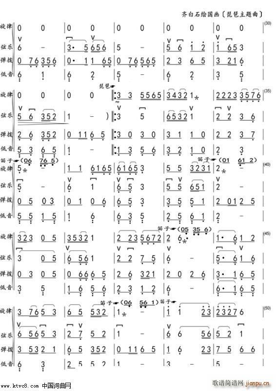 齐白石绘国画 王丽娟琵琶版 2(琵琶谱)1