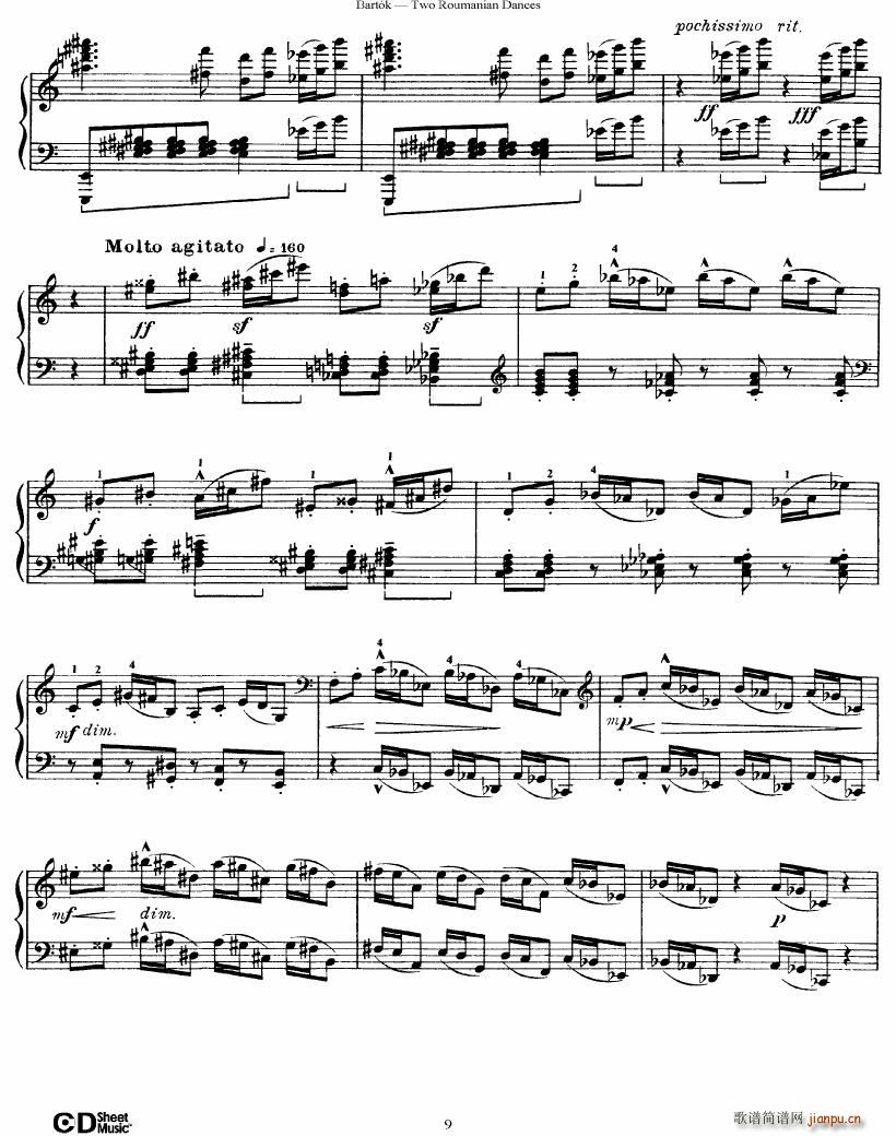 Bartok SZ 43 Two romanian dances op8a(钢琴谱)9