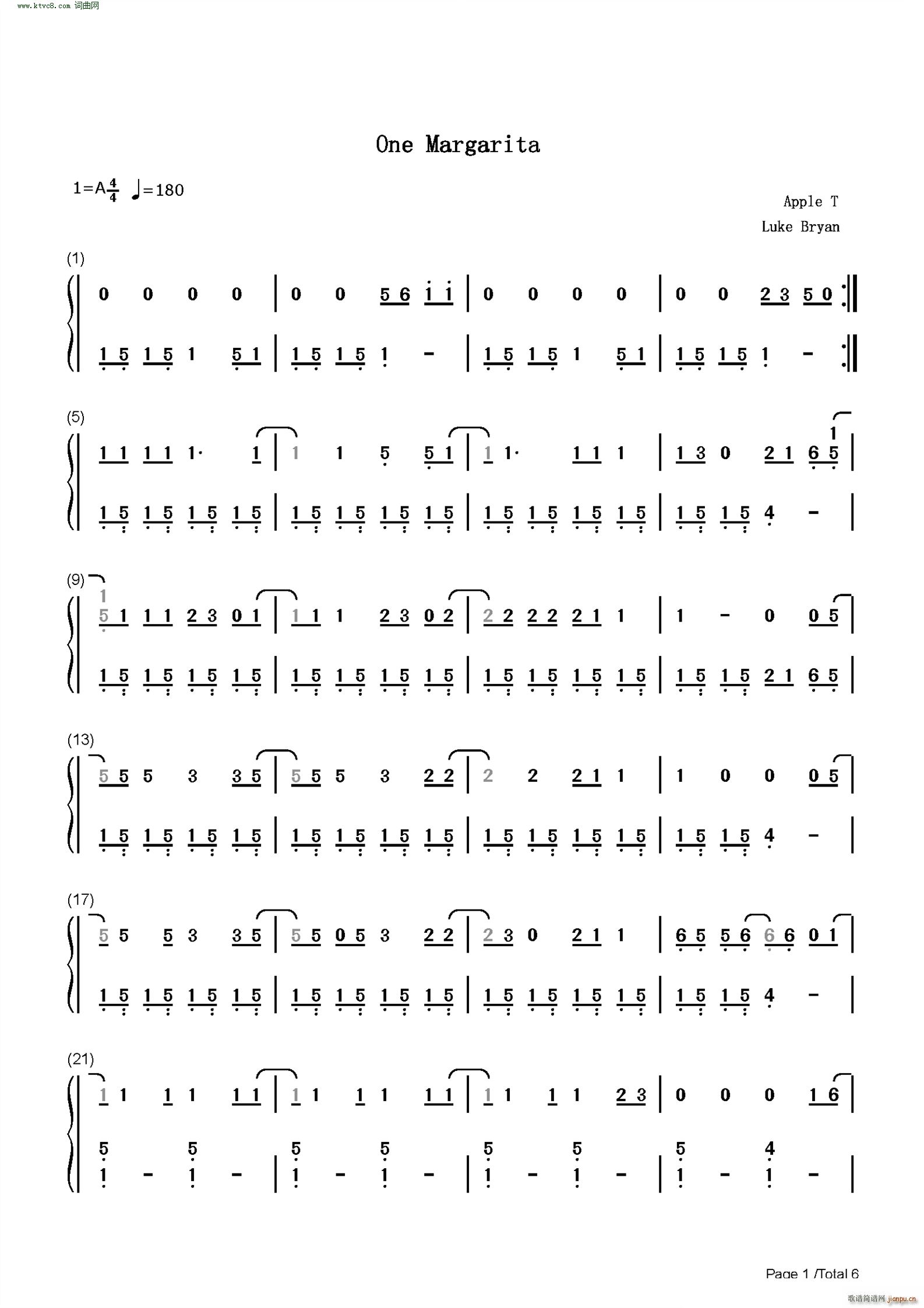 One Margarita(钢琴谱)9