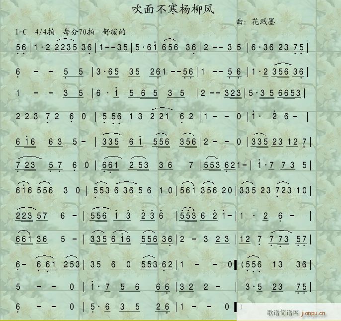 吹面不寒杨柳风(笛箫谱)1