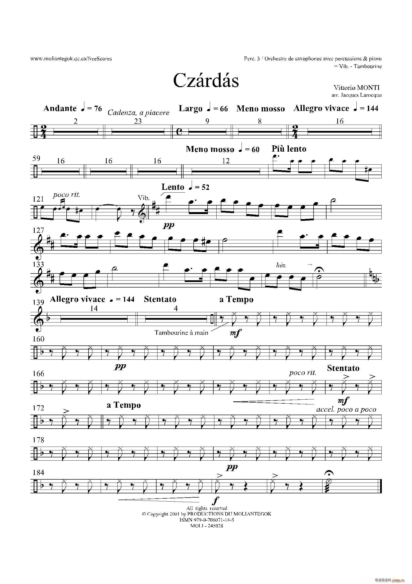 czardas 查尔达斯 15重奏 5副打击乐 其他(总谱)5