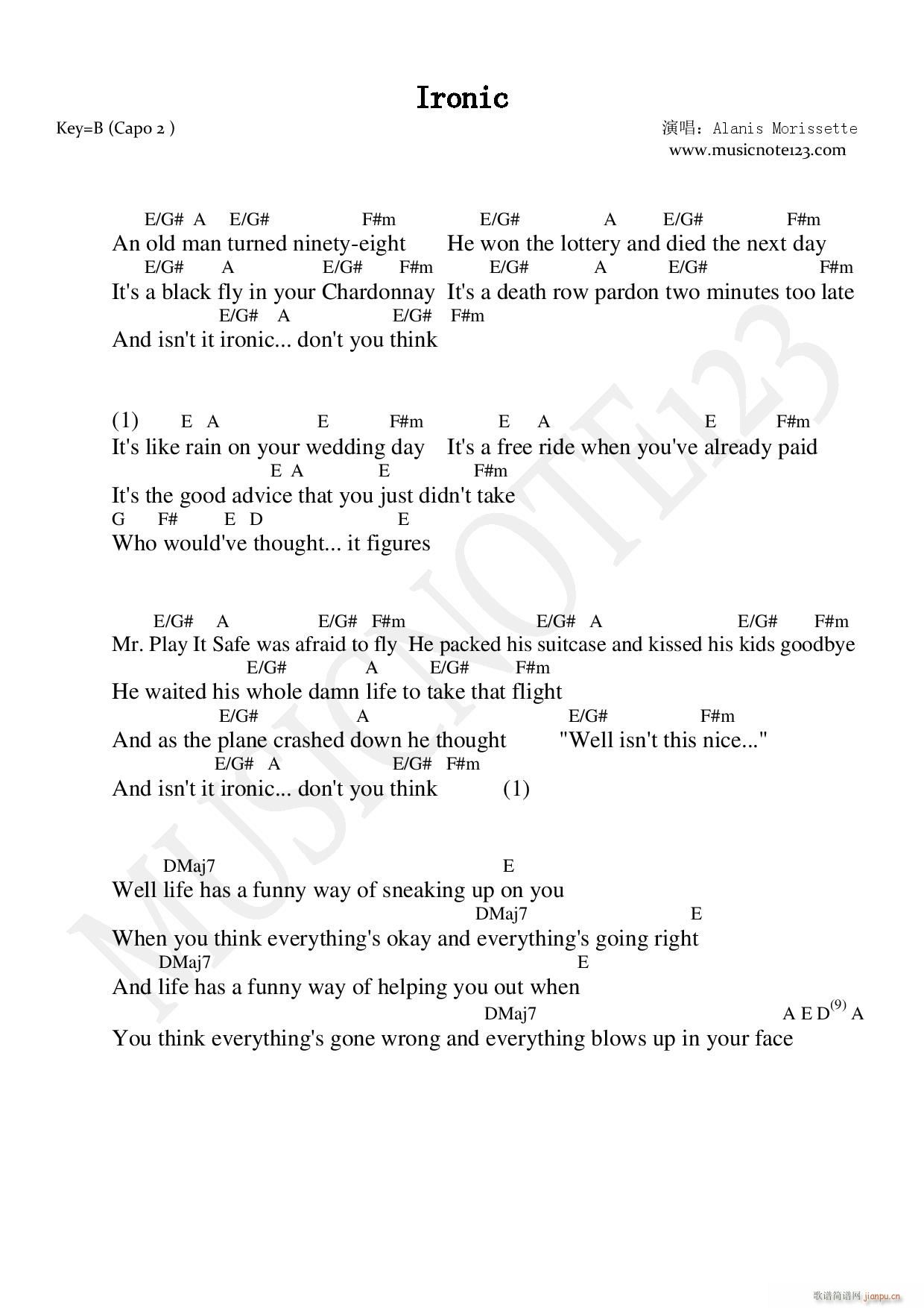 Ironic(吉他谱)1