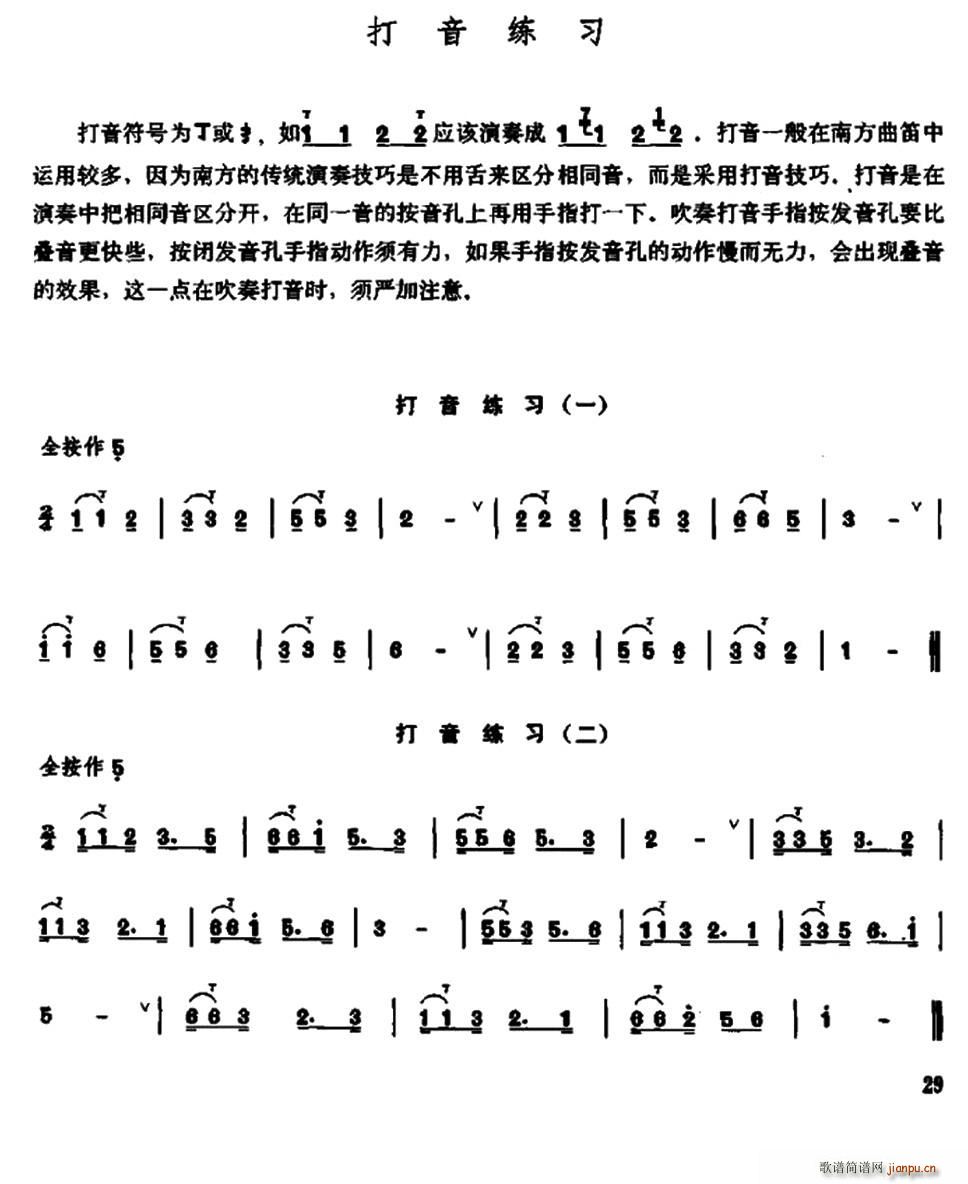 笛子打音练习 笛箫(笛箫谱)1