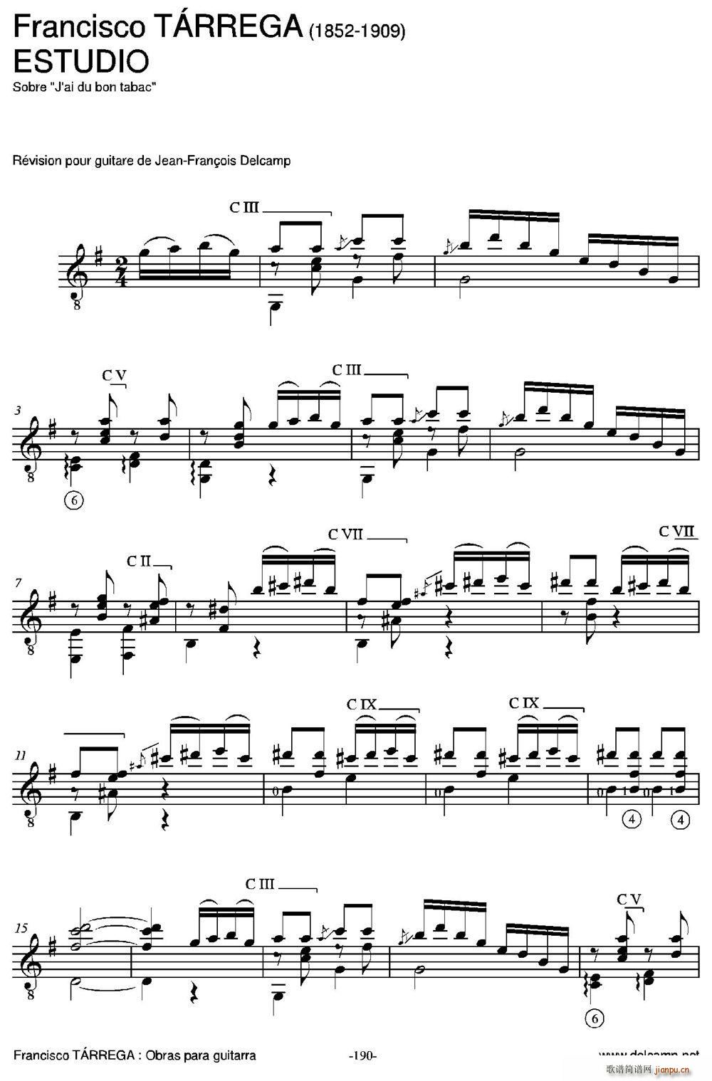 ESTUDIO Sobre J ai du bon tabac 古典吉他(吉他谱)1