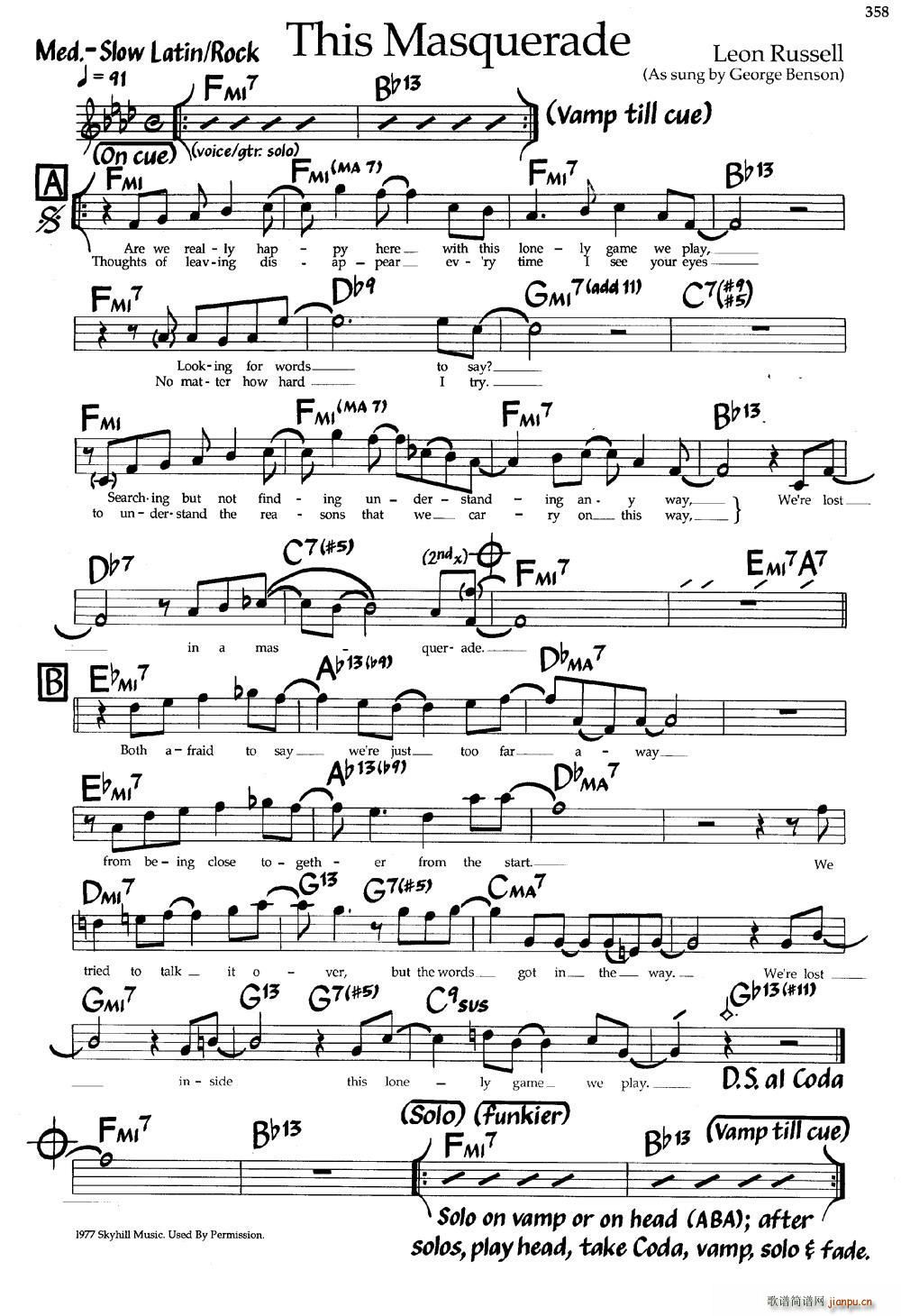 This Masquerade 爵士钢琴曲(钢琴谱)1
