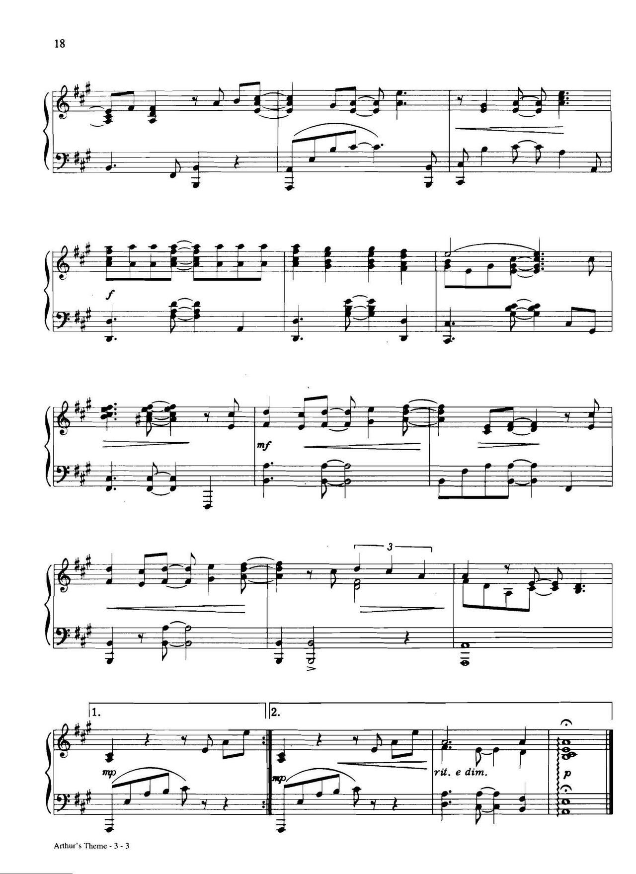 arthur s theme Dan Coates 流行情调 集(钢琴谱)3